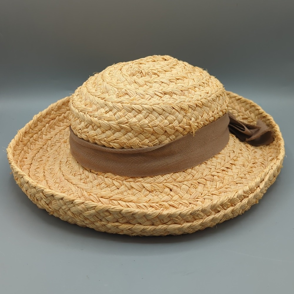 Helen Kaminski Classic 5 NEWPORT Raffia Rolled Brim Straw Sun Hat